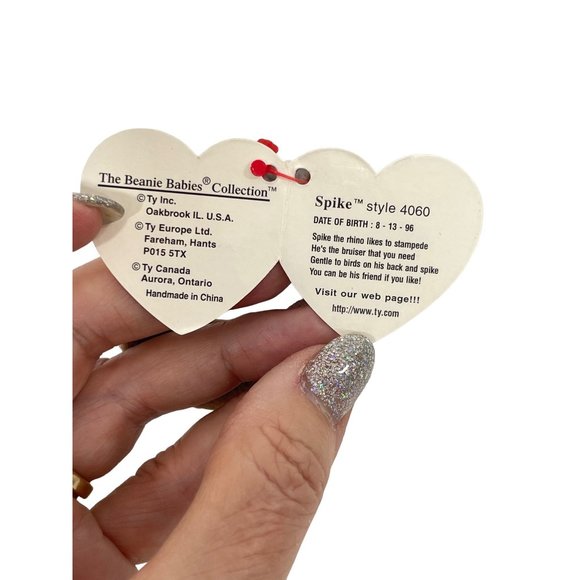 Spike the Rhinoceros Beanie Baby Vintage 1996 Retired Tush Tag Heart Tag in Case - Picture 14 of 17